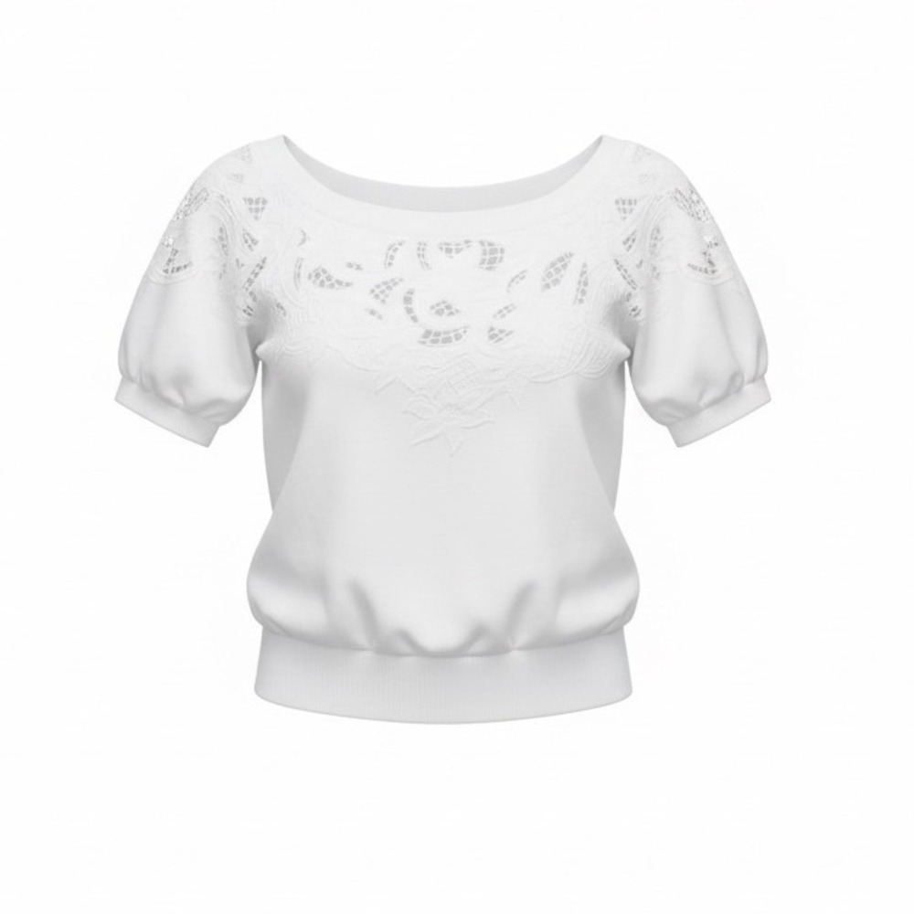 Romantic Coquette White Lace Sweatshirt XS Express Feminine Cottagecore Top